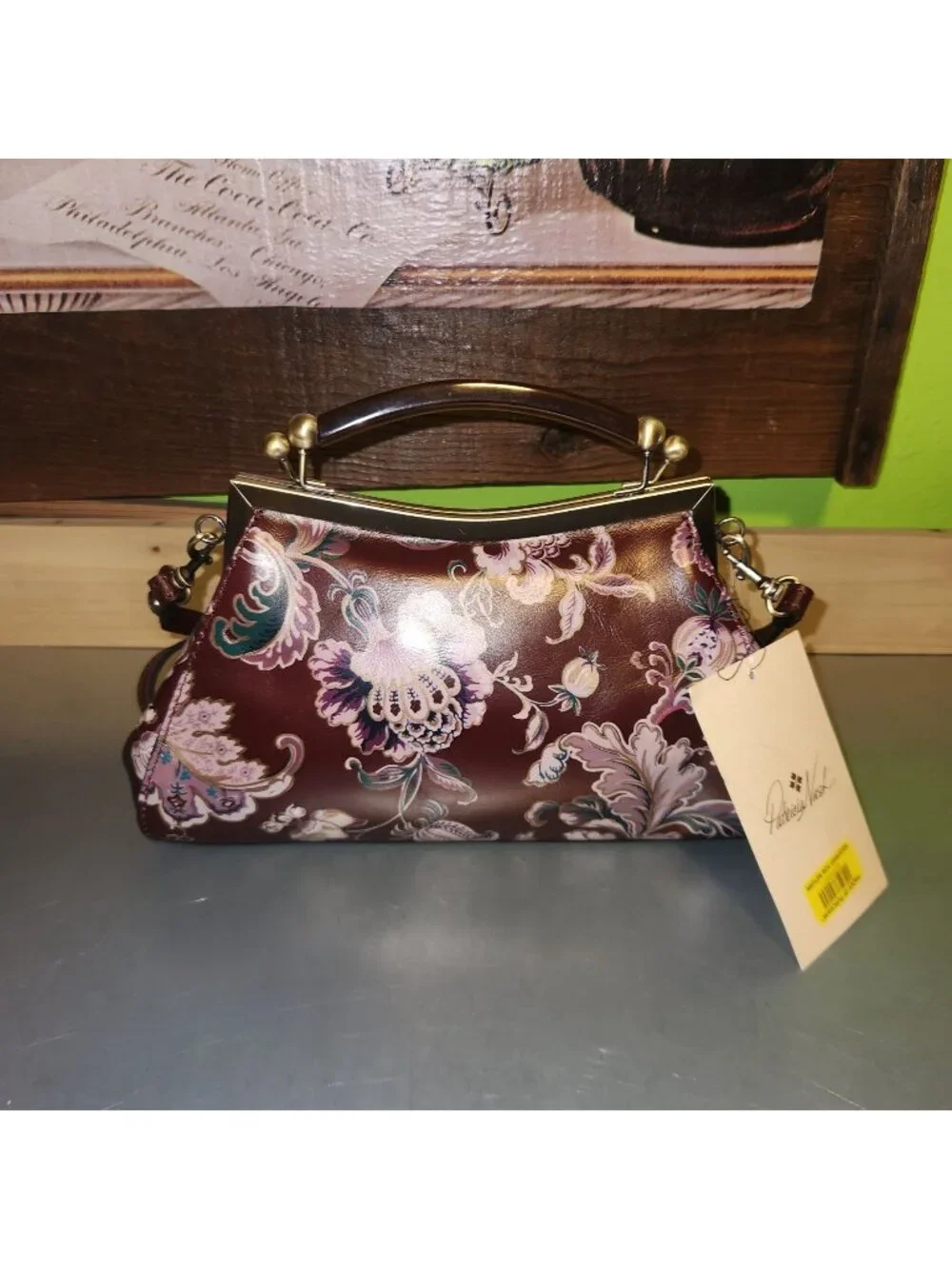 New! Patricia Nash European Floral Tapestry Leather Satchel